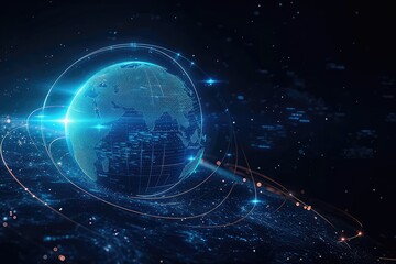 Wall Mural - earth blue technology information dark blue