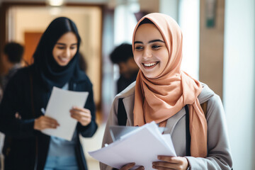 Generative AI technology conceptual picture Young confident arabian asian muslim woman in abaya hijab