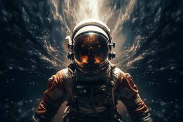 Wall Mural - mankind exploring the space using astronaut protective suit generative ai closeup futurism