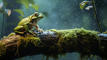 A Frog Resting On A Tree Branch
