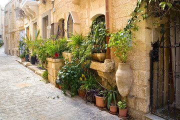 Wall Mural - Narrow historical street in downtown of Rabat, Malta