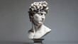 Gypsum statue of David's head Michelangelo's David statue plaster, generative Ai