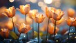 Fantasiewelt | leuchtende Tulpen und Glühwürmchen