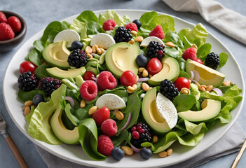 Wall Mural - Berry and Avocado Salad with Jicama and Lettuce