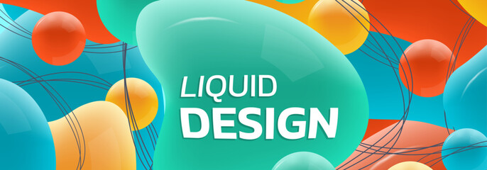 Canvas Print - abstract shape banner or background with liquid or fluid 3d shapes. dynamic header design template w