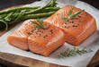 Salted salmon fish fillets in two portions