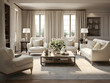 © tanjidvect - An elegant living room with beige sofas and chair