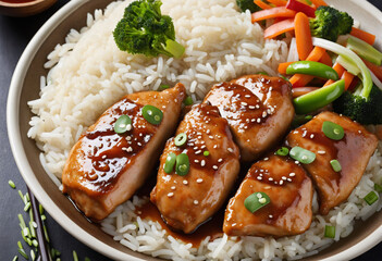 Wall Mural - Delicious Teriyaki Chicken with Rice