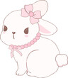 Coquette Bunny with pink ribbon bow