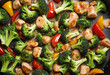 Crispy Broccoli, Bell Pepper, and Grilled Chicken