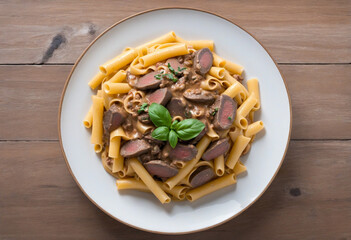 Wall Mural - Delicious pasta with beef stroganoff