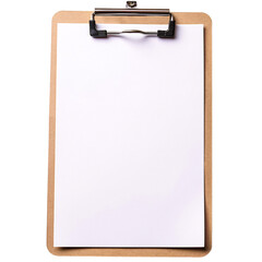 clipboard with blank white paper, or notepad, isolated on a transparent background