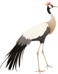 Poster - Grey crowned crane illustration created with Generative AI technology