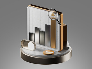 Financial trading banner in 3d realistic style. Investment trading in the stock market. 3d illustration