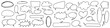 Handdrawn doodle grunge speech bubbles and dialogue emphasis. Charcoal pen line chat ballons. Round scrawl cloud frames. Vector illustration of freehand Fukidashi icons.