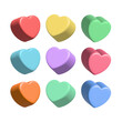 © Innerchild Studio - 3d realistic heart shaped candy on isolated white background. Festive design element for happy valentines day decoration. Cute pastel hearts render illustration png.
