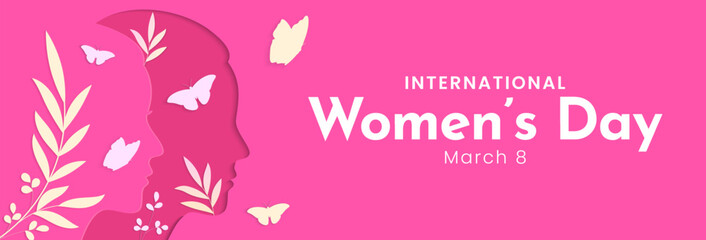 Wall Mural - Happy International Womens Day. March 8. Women's day concept design in paper art style. Vector illustration