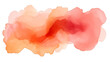 Abstract peach fuzz apricot orange color painting banner - watercolor splashes or stain, isolated on transparent background png