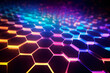 3D Realistic Hexagons Pattern Texture with LED Neon Lights