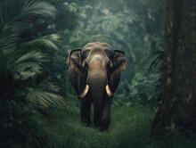 Elephant Walking Through The Jungle