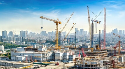 Canvas Print - architecture building urban background illustration skyline skyscraper, street development, construction modern architecture building urban background