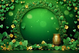 Banner consisting from traditional species shamrock in leaves for celebration holiday st Patrick's day, Ai generated