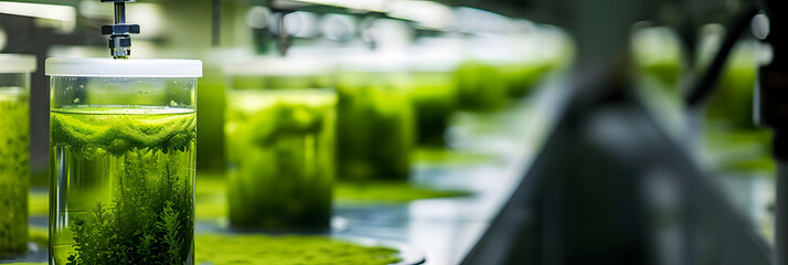 Biofuel industry project involving algae research in industrial laboratories for medicinal purposes using a laboratory photobioreactor for algae fuel.