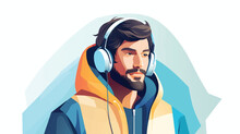 Man Listening Music Illustration Vector