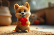 Cute dog with a red heart for Valentine's Day generative ai 