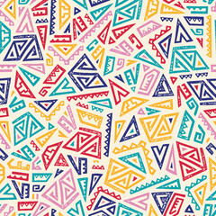 Sticker - Hand drawn abstract seamless pattern, ethnic background, simple style - great for textiles, banners, wallpapers, wrapping - vector design