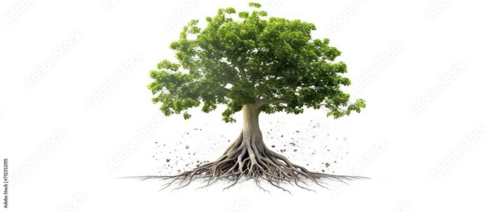 3D illustration of tree with roots isolated white background Stock ...