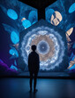 Image of a person watching a 3D projection mapping show, capturing the wonder and  visual experiences.