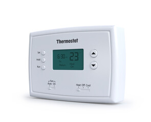 digital programmable thermostat isolated on white background. 3d illustration