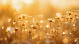 Fototapeta Przestrzenne - Golden hour glow over delicate wildflowers