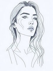 Wall Mural - Beautiful girl sketch. AI generated illustration