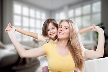 Sticker - Lovely happy mother and child playing together