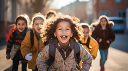 friendship and laughter light up the path to school for this lively group of children