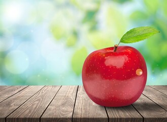 Sticker - Tasty fresh ripe apple on the desk