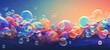 This design features a group of colorful soap bubbles floating in the air. The bubbles could be realistic or have a cartoonish style.