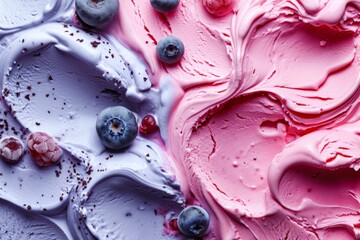 Canvas Print - Tasty fruit yogurt ice cream, Top view