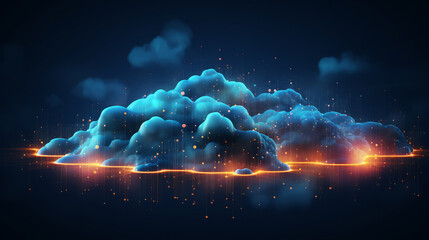 Wall Mural - Cloud computing, global network, and future technology for communication, networking or ai. Clouds, lines or connection for cybersecurity, big data or innovation in digital data transformation