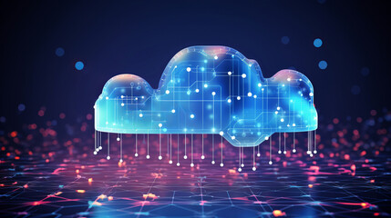 Wall Mural - Cloud computing, global network, and future technology for communication, networking or ai. Clouds, lines or connection for cybersecurity, big data or innovation in digital data transformation