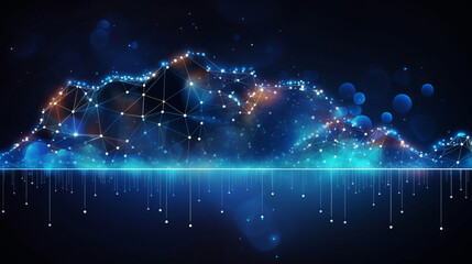 Cloud computing, global network, and future technology for communication, networking or ai. Clouds, lines or connection for cybersecurity, big data or innovation in digital data transformation