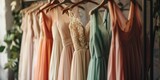 Fototapeta  - A luxurious and fashionable boutique showcasing elegant, sensual long dresses, perfect for special occasions.