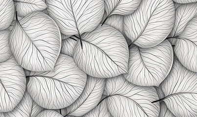 Mopnai tree leaf. line art. pattern. Generative Ai


