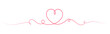 Valentine's Day border with continuous line and heart. Pink heart banner for Valentine's Day or Mother's Day