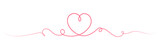 Fototapeta Big Ben - Valentine's Day border with continuous line and heart shape on transparent background. Pink love illustration for Valentine's Day or Mother's Day.