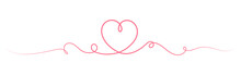 Valentine's Day Border With Continuous Line And Heart Shape On Transparent Background. Pink Love Illustration For Valentine's Day Or Mother's Day.