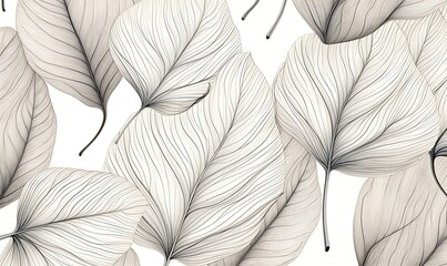 Mopnai tree leaf. line art. pattern. Generative Ai


