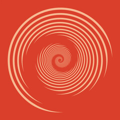 Wall Mural - Circle lines isolated on the red background. Optical art logotype. Design element for frame, tattoo, web pages, prints, posters, templates, logo, abstract vector backgrounds. Optical illusion shape.